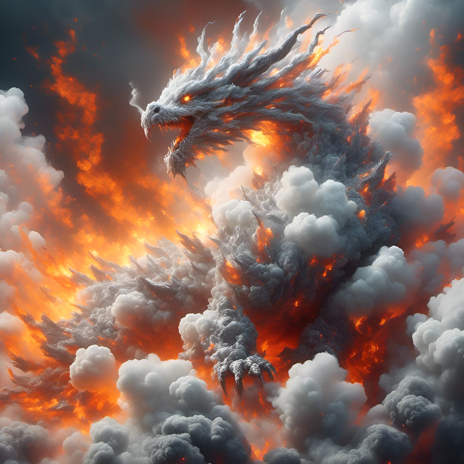 Majestic Cloud Dragon Erupts in Fiery Spectacle