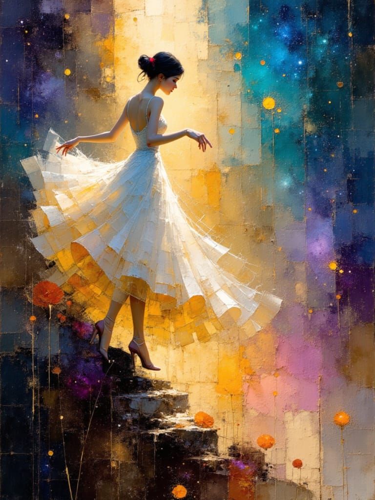 Cosmic Ballet in Nebula with Celestial Dancers