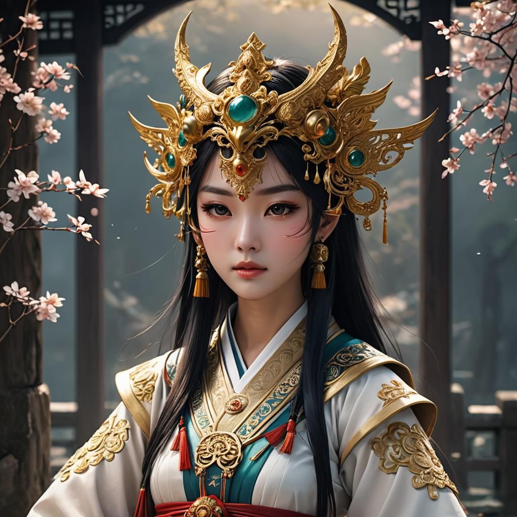 Ancient Style Mask with Xinghe Hanfu Costume Details