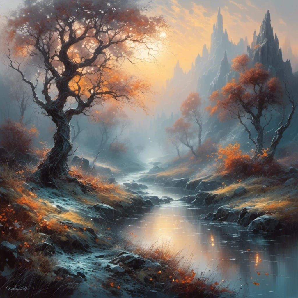 Glistening Misty Dreamscape Landscape