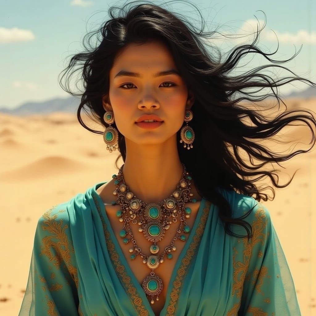 Desert Noblewoman in Vibrant Attire