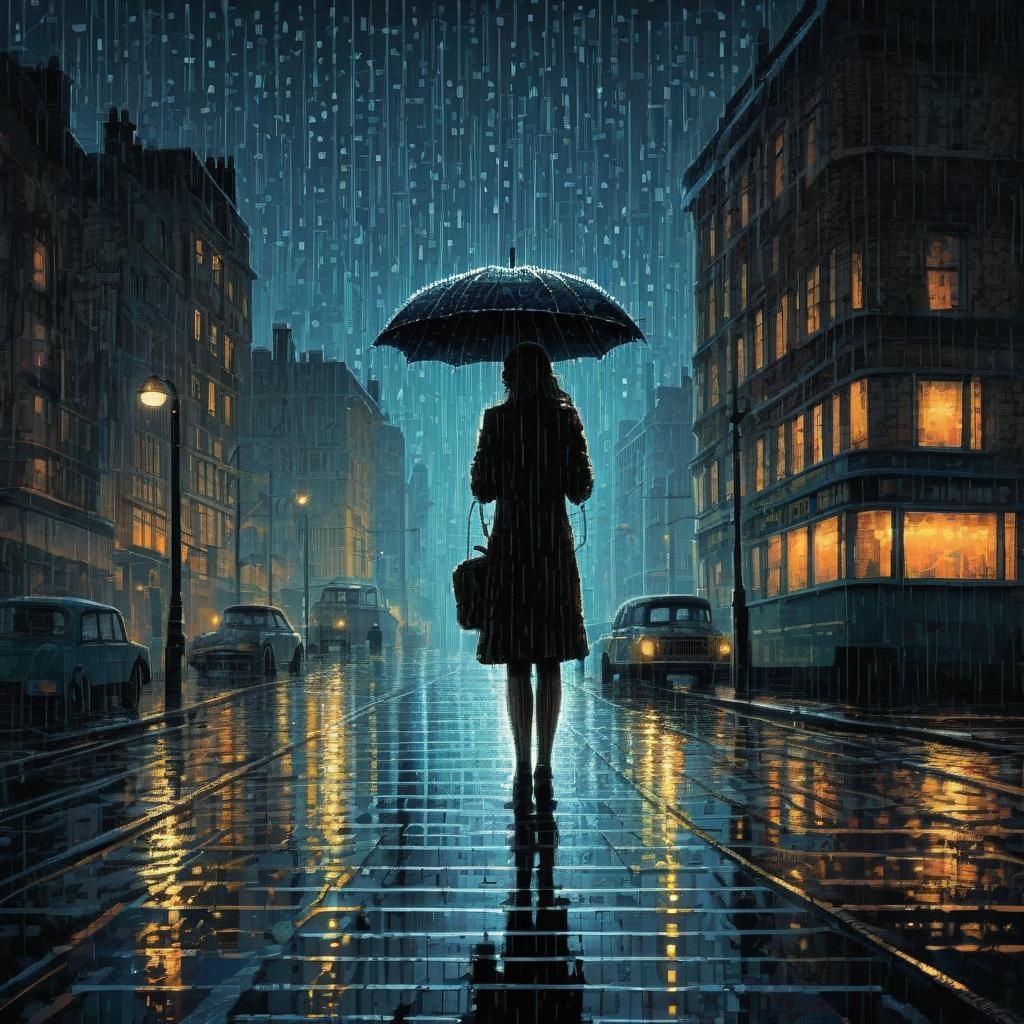 Rainy 1960s London Night in 8-bit Pixel Art