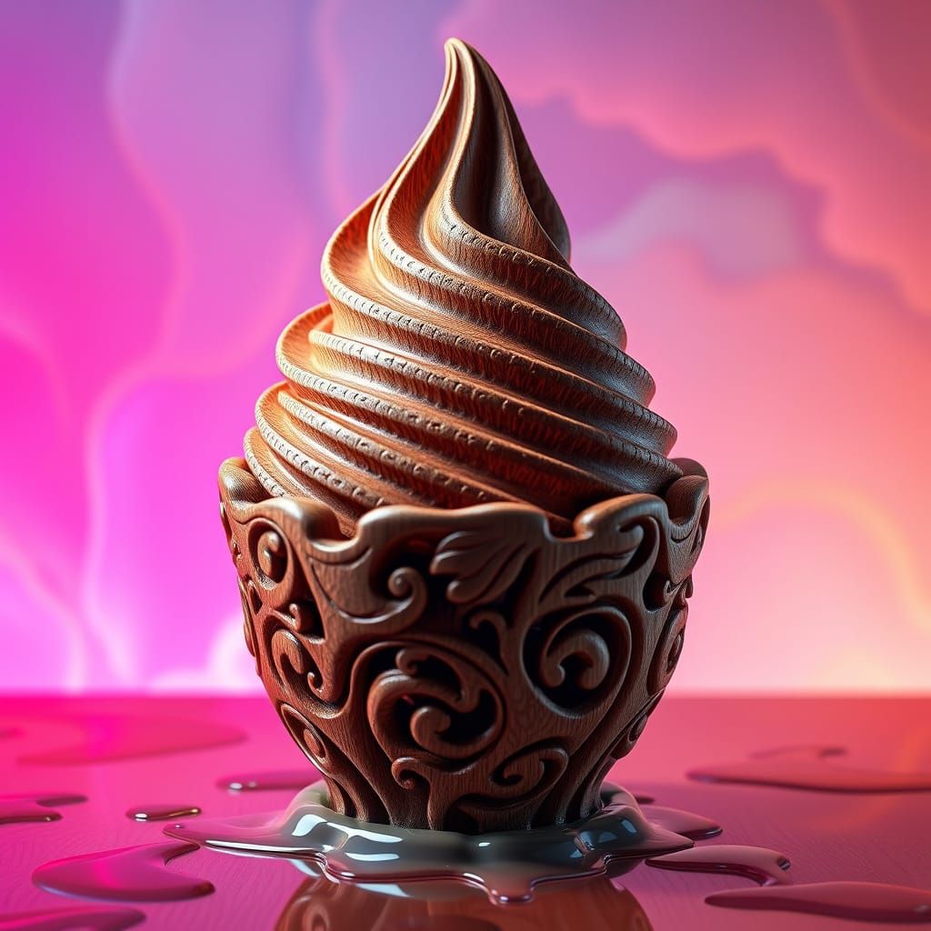 Hyperrealistic Wooden Ice Cream in Fantasy Realism Style