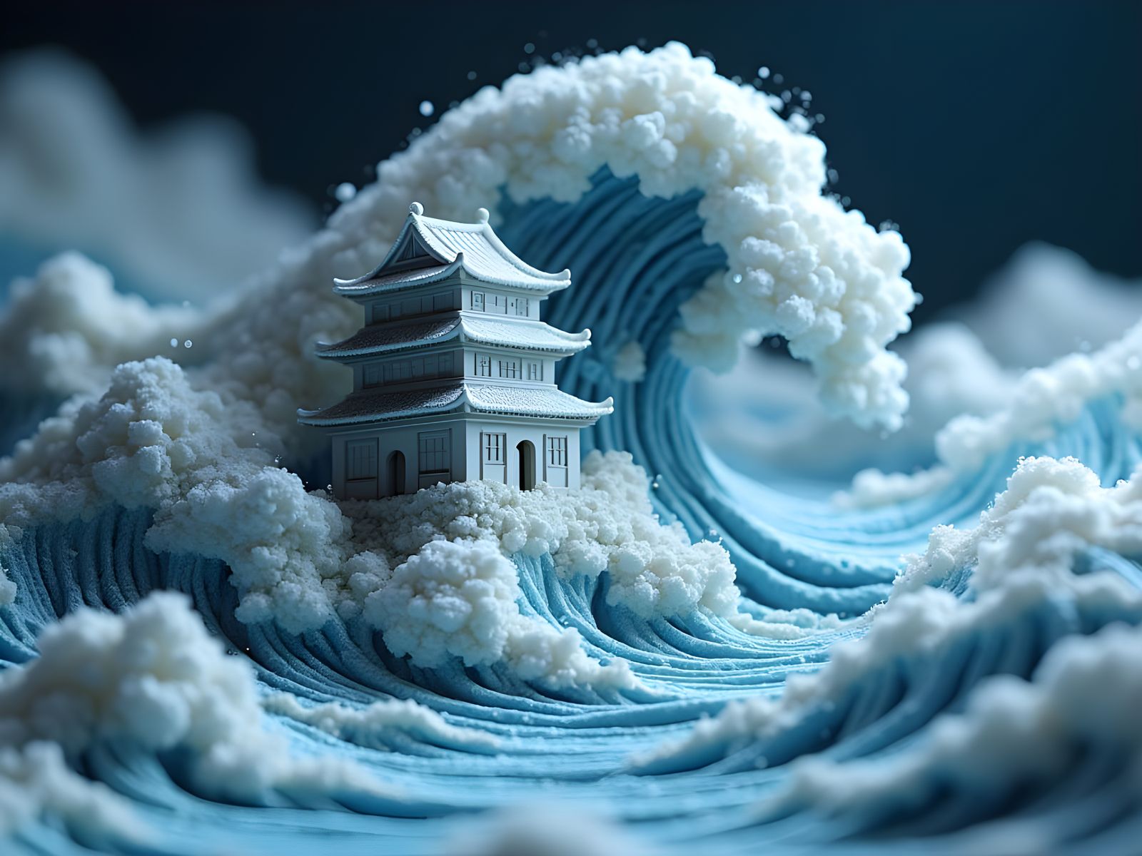 Ephemeral Sand Sculpture of Kanagawa Wave in Japanese Castle