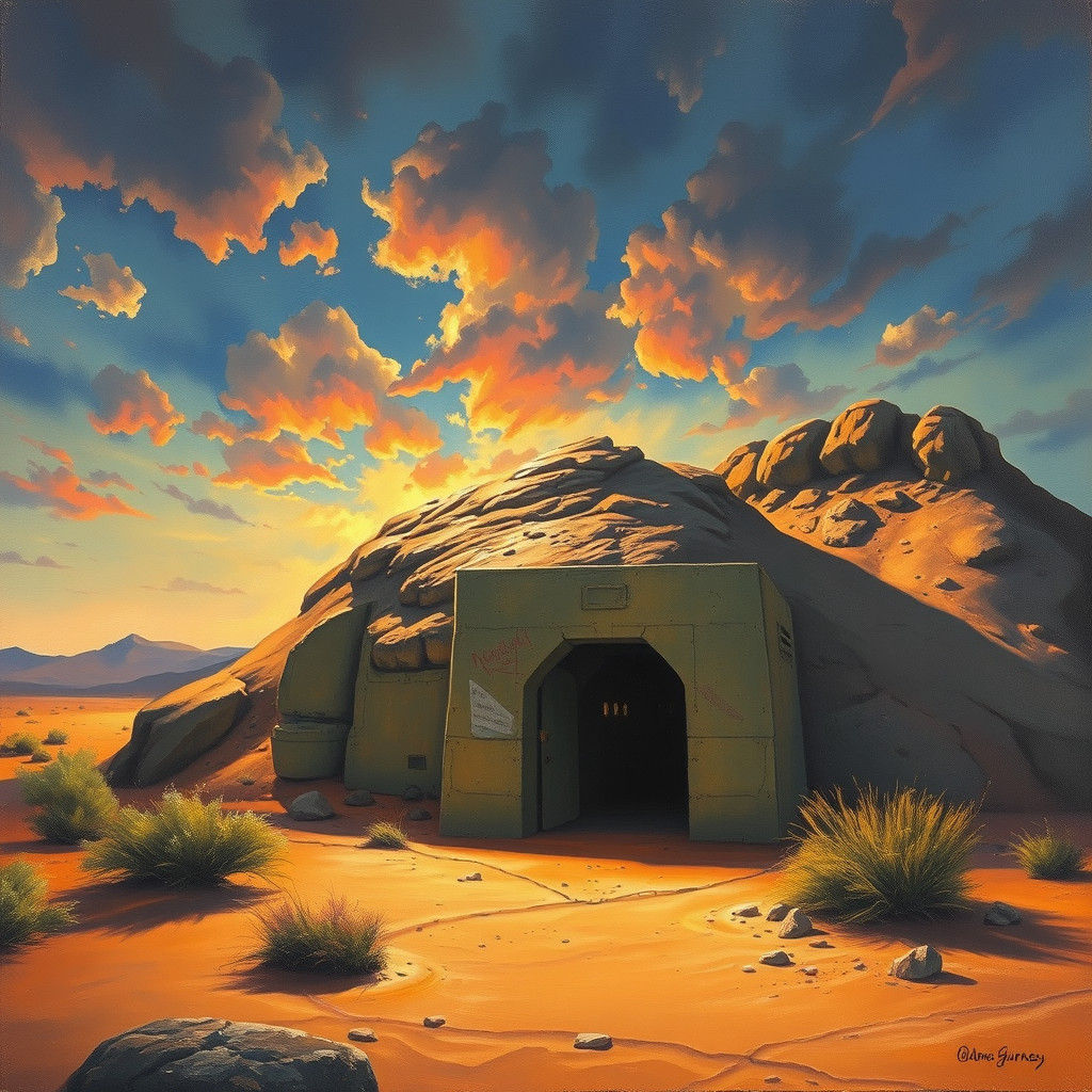 Desert Bunker: An Oil Painting