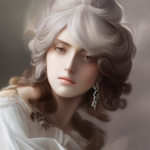 Sensual Beauty in Neoclassical Rococo Watercolor