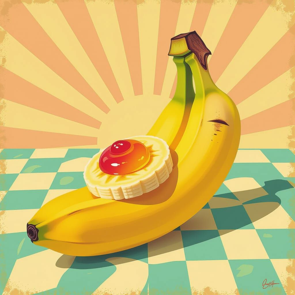 Banana with Jelly in Pop Art Style