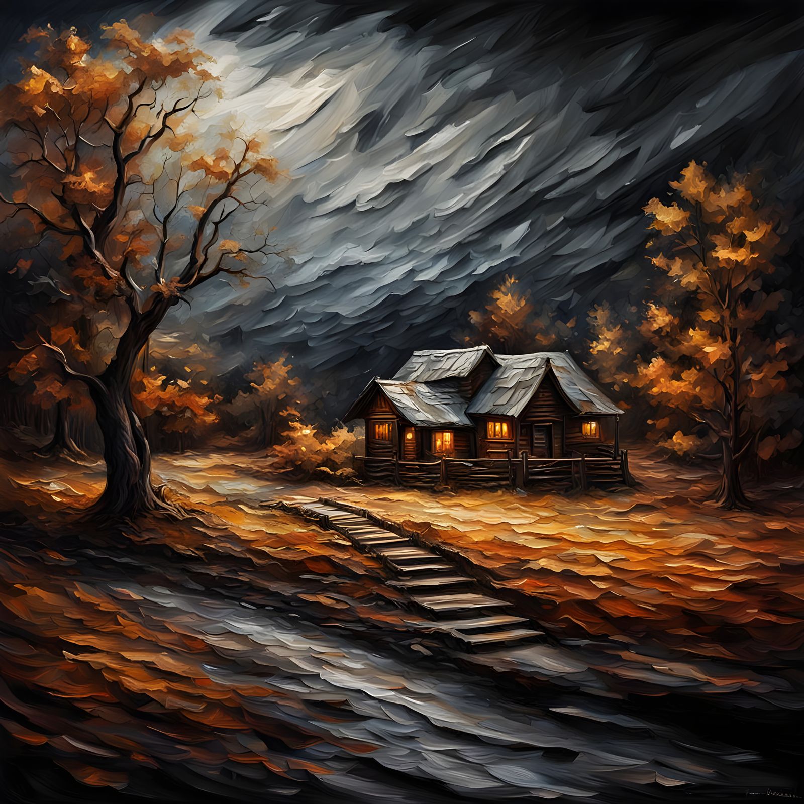 Detailed Hyperrealistic Impasto Painting in High Contrast