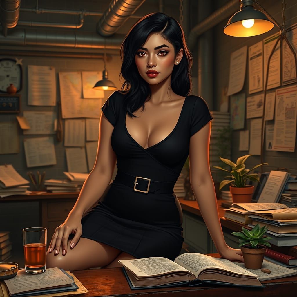 Confident Latina in Industrial Workspace