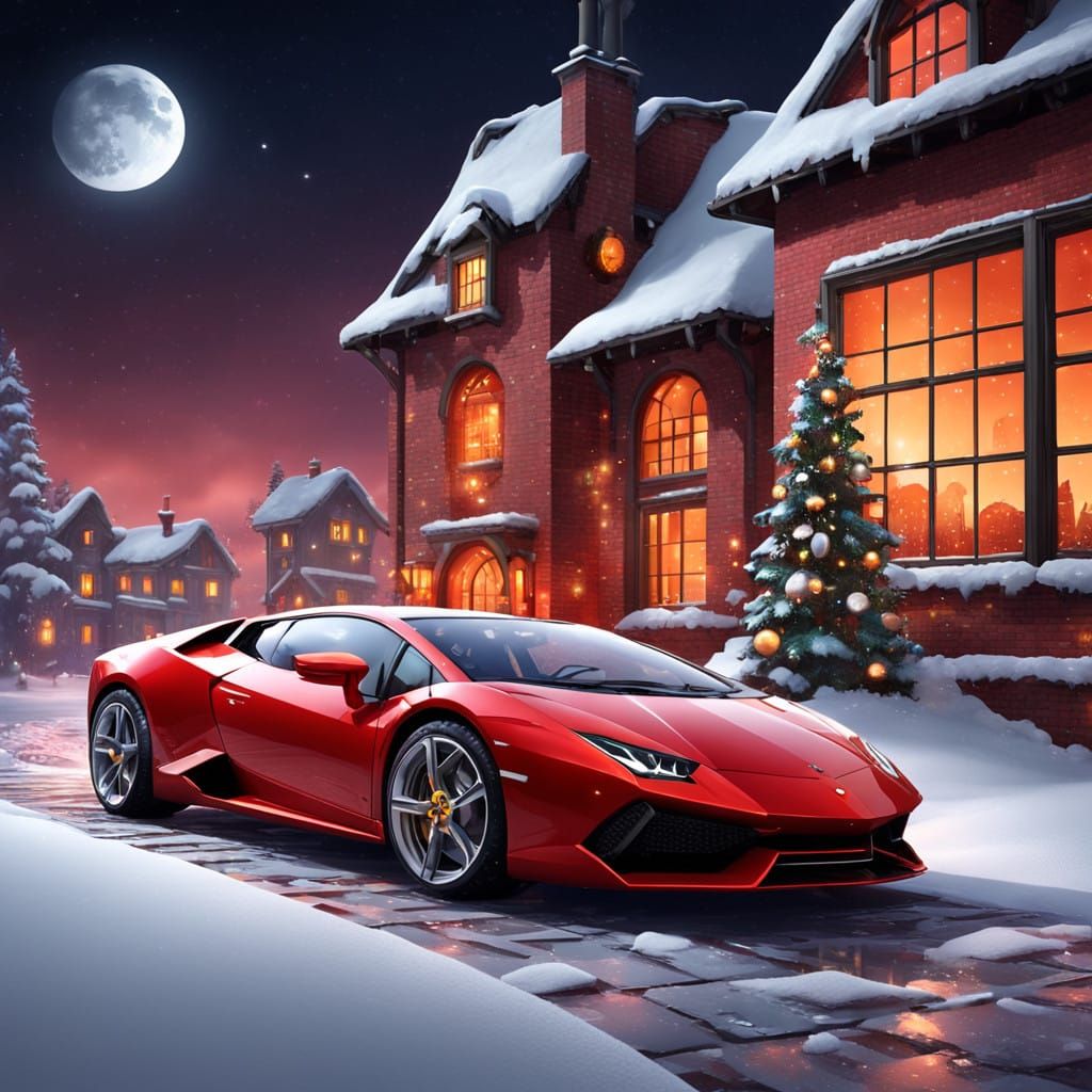 Santa Claus Shoves Lamborghini into Brick Chimney in Snowy N...