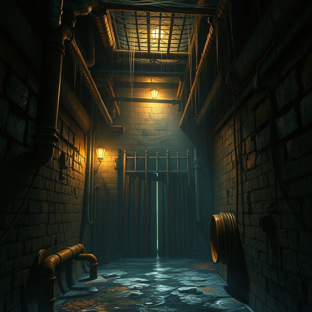 Mystical Underground Sewer with Ethereal Lighting