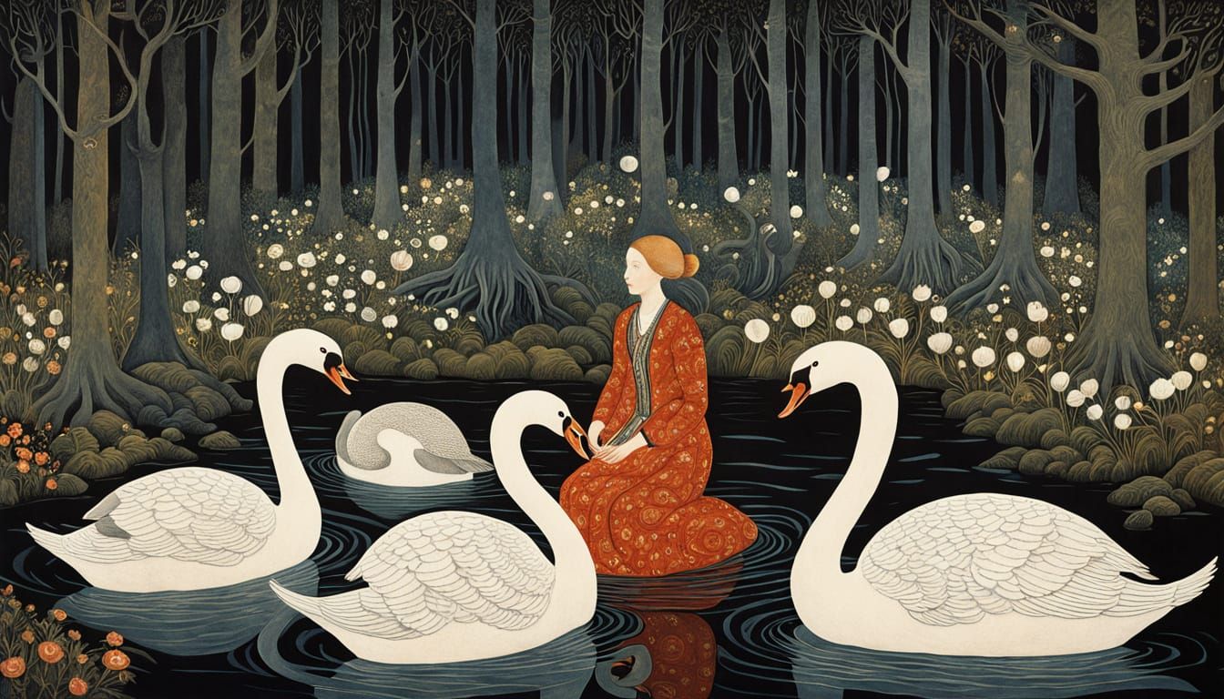 Women Rise Like Trees in a Vibrant, Whimsical Forest Landsca...