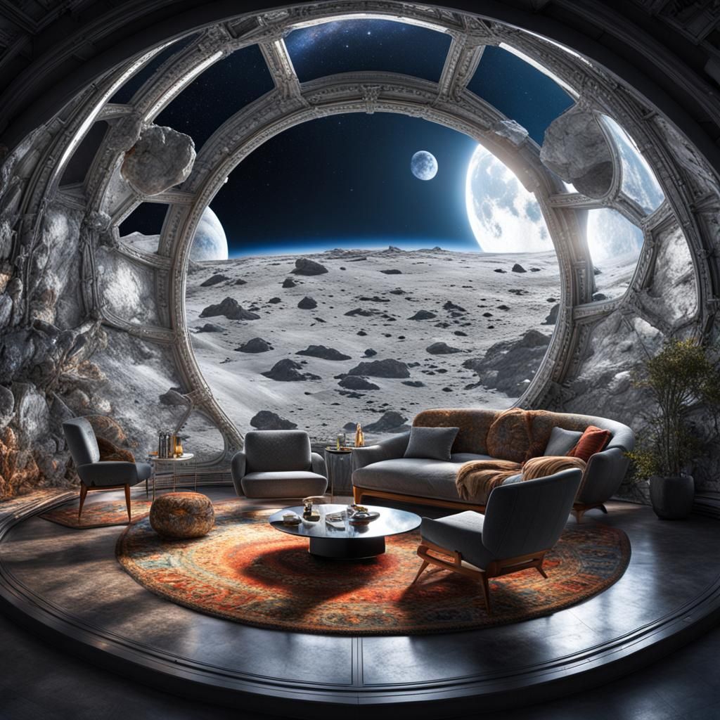 Crystal Dome Habitat on the Moon in HDR