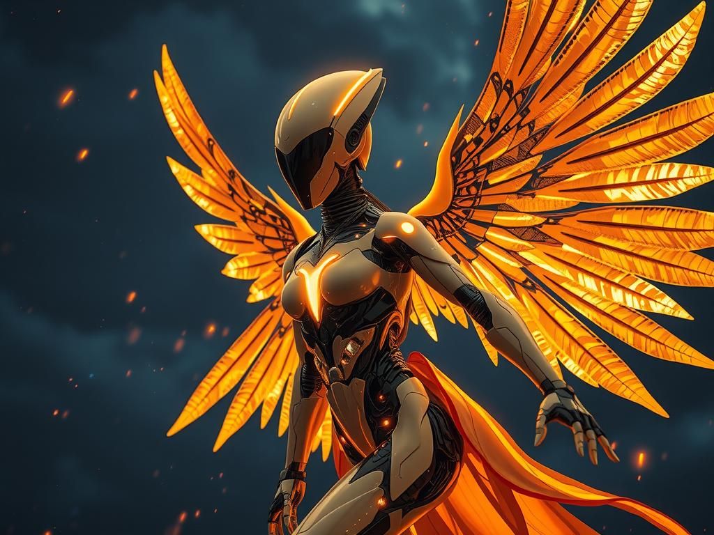 Robotic Angel Goddess in Flight