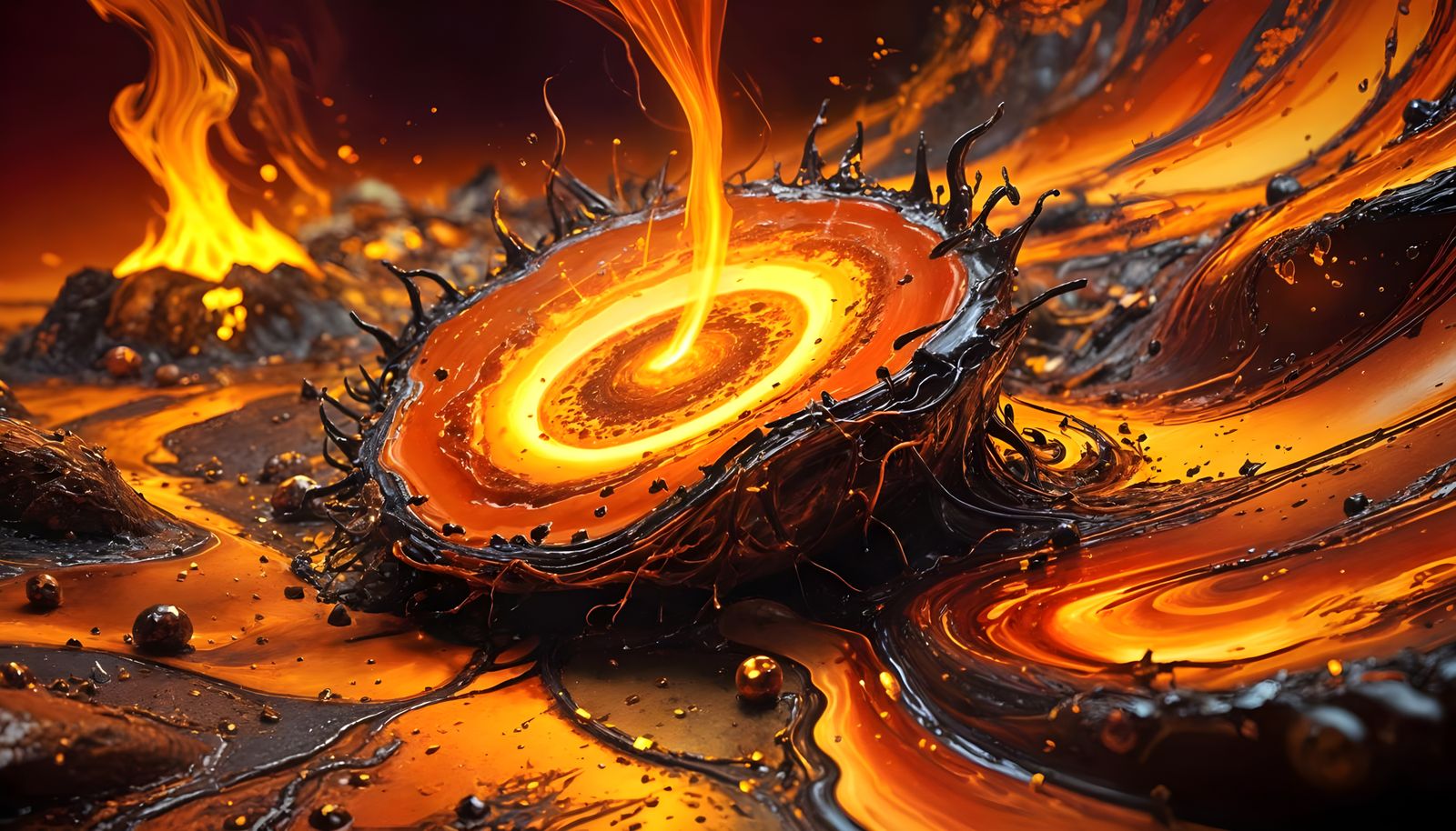 Abstract Burnt Orange Beauty in Dark Surrealism