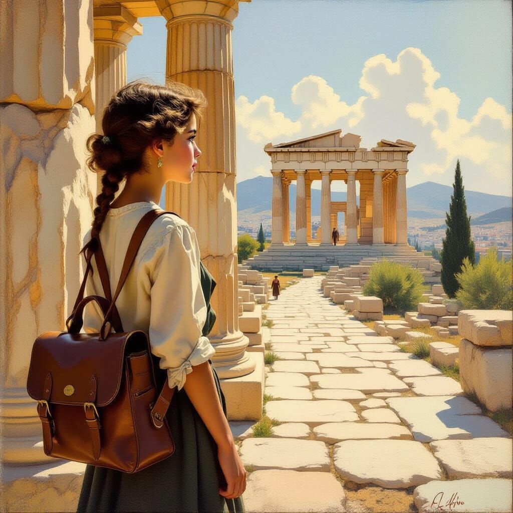 Student in Ancient Greece, 1925 Oil Painting