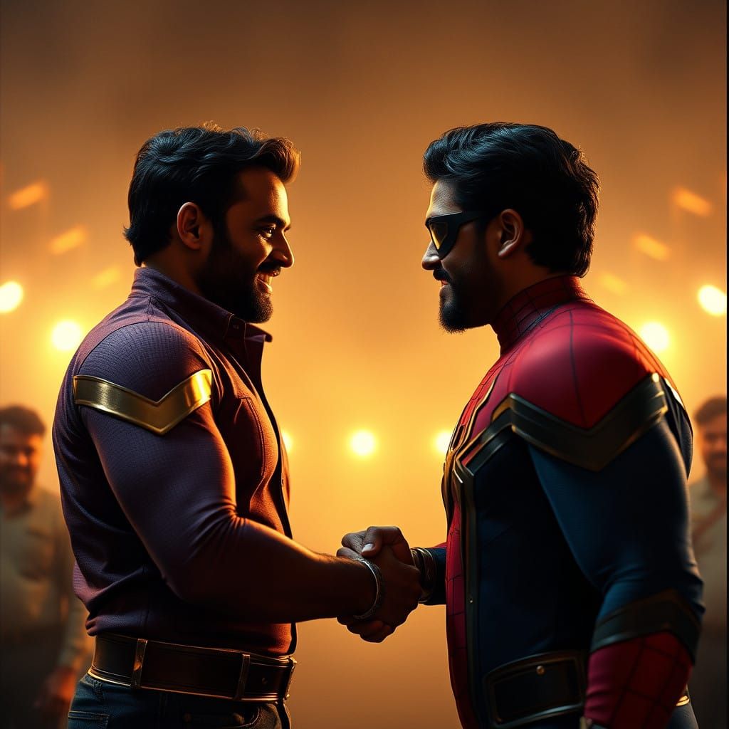 Thalapathy Vijay in Cinematic Handshake with Spiderman