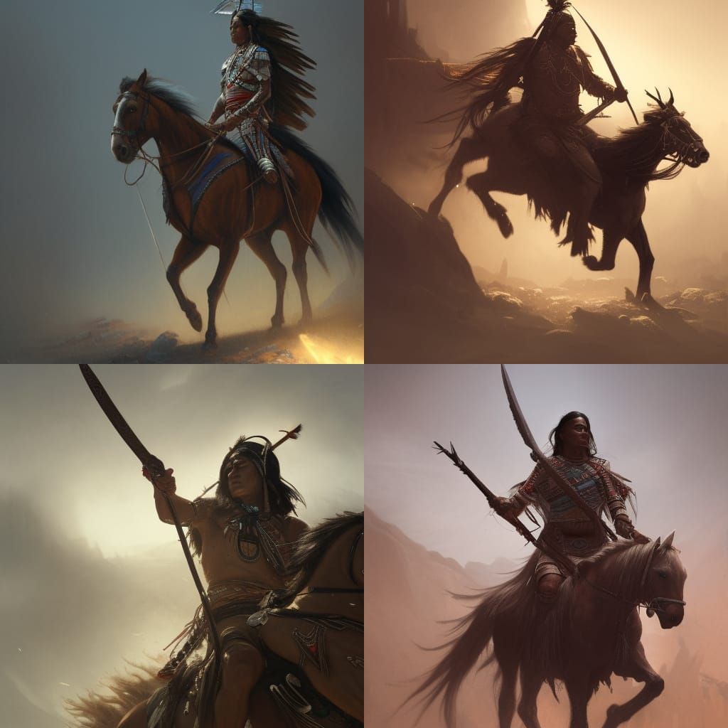 Lakota Sioux Warrior on Horseback: Fantasy Concept Art