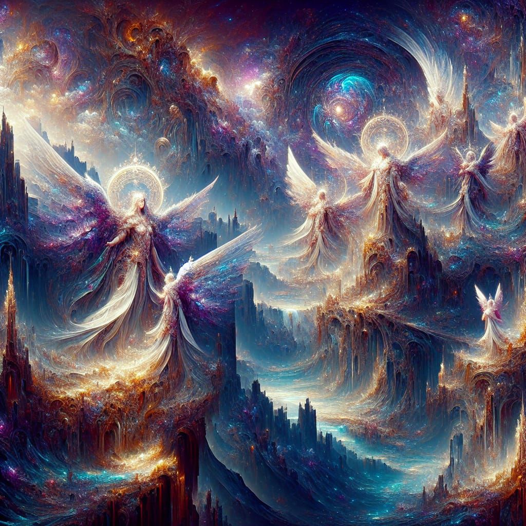 Ethereal Holy Angels in Celestial Realm: Matte Painting