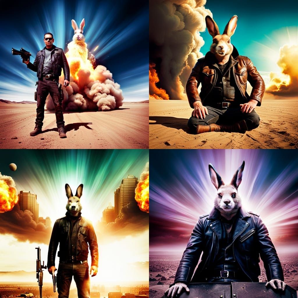 Post-Apocalyptic Easter Bunny in Mad Max Desert