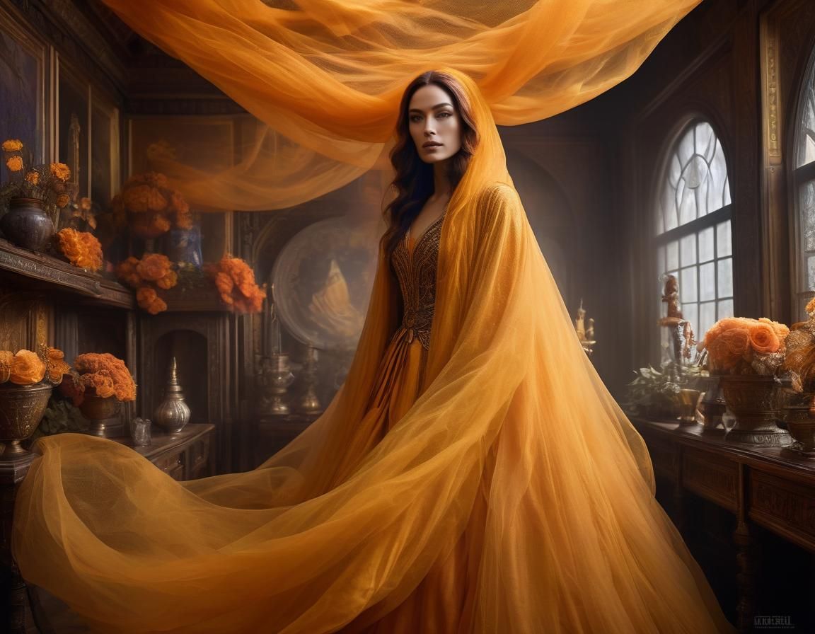 Ethereal Female Wizard Emerging from Cocoon