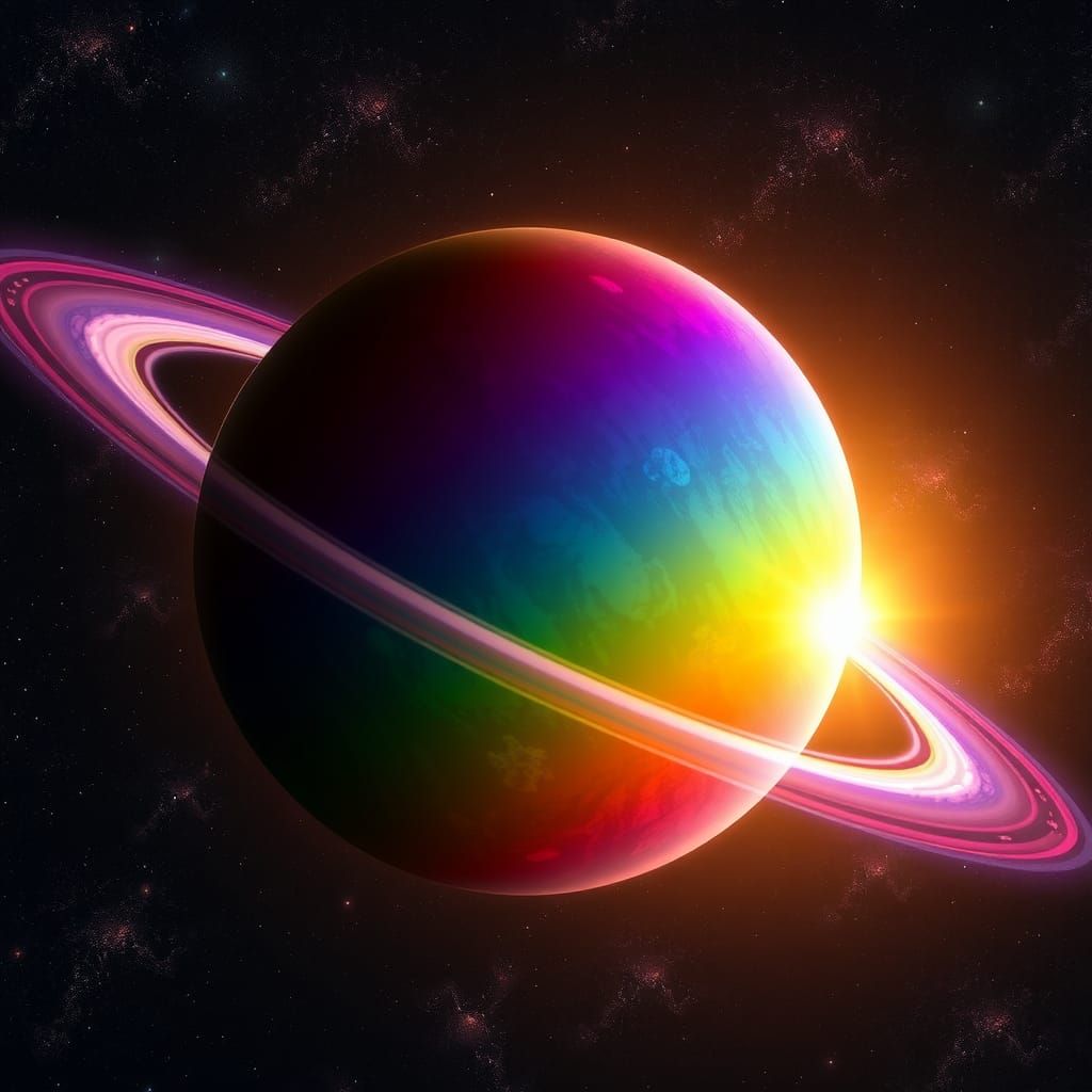 Rainbow Gas Giant in Deep Space