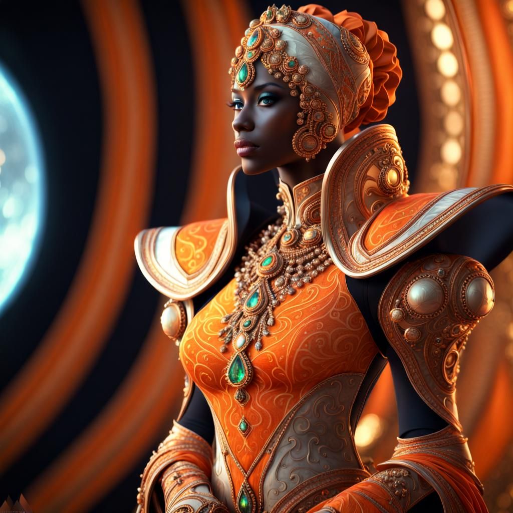 Opulent Royal Space Guardians in Regal Orange