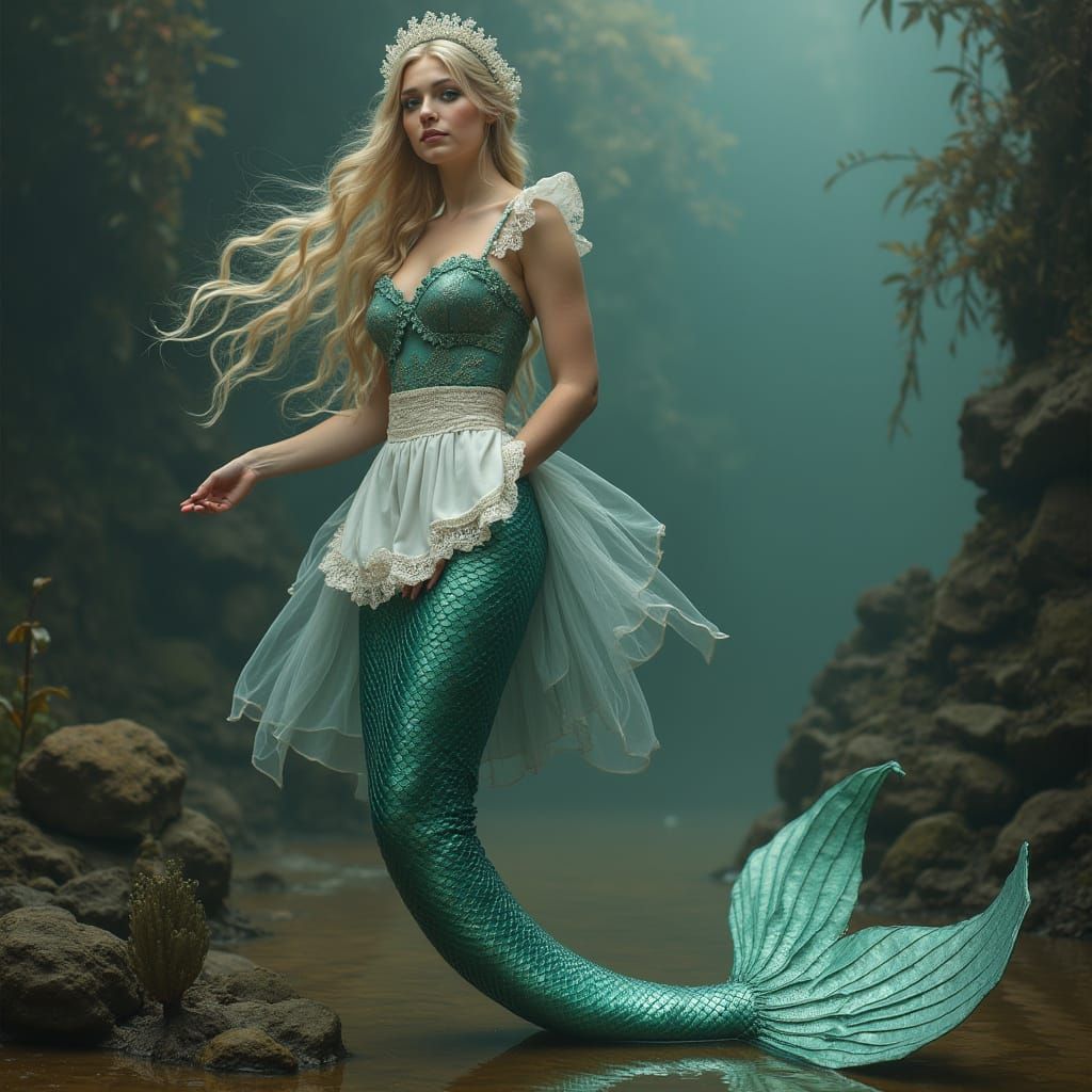 Mermaid Dressed as French Maid