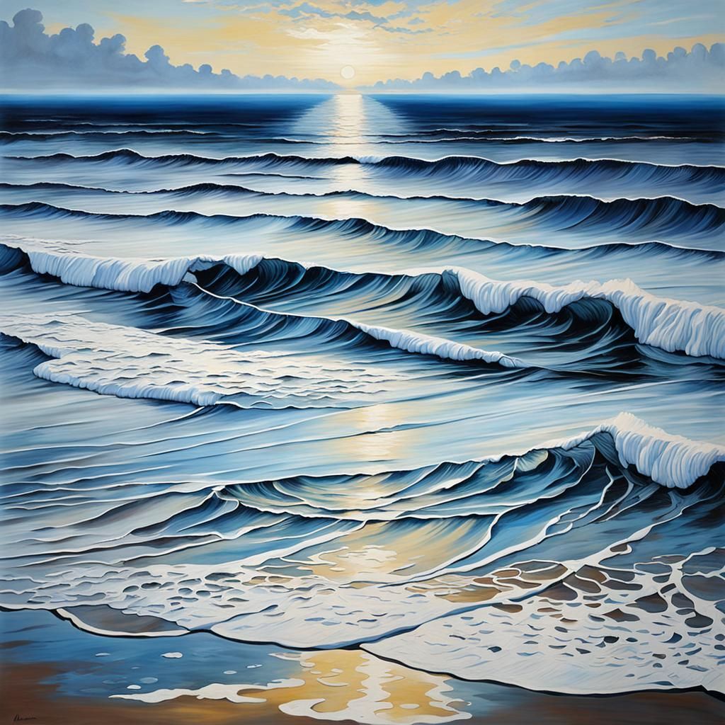 Ocean Choreography: White Foam and Iridescent Reflections