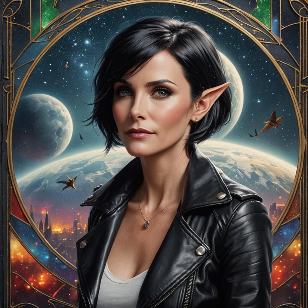 Courtney Cox as Elf in Movie Poster Style