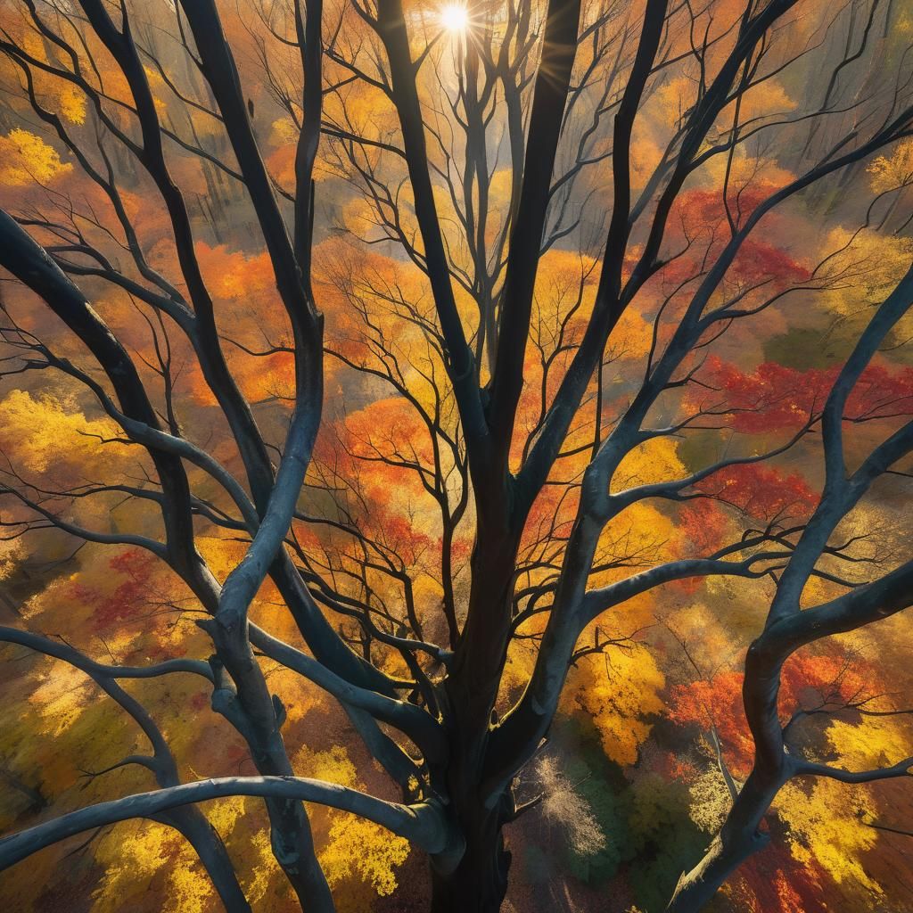 Sunlit Autumn Canopy in Van Gogh Style