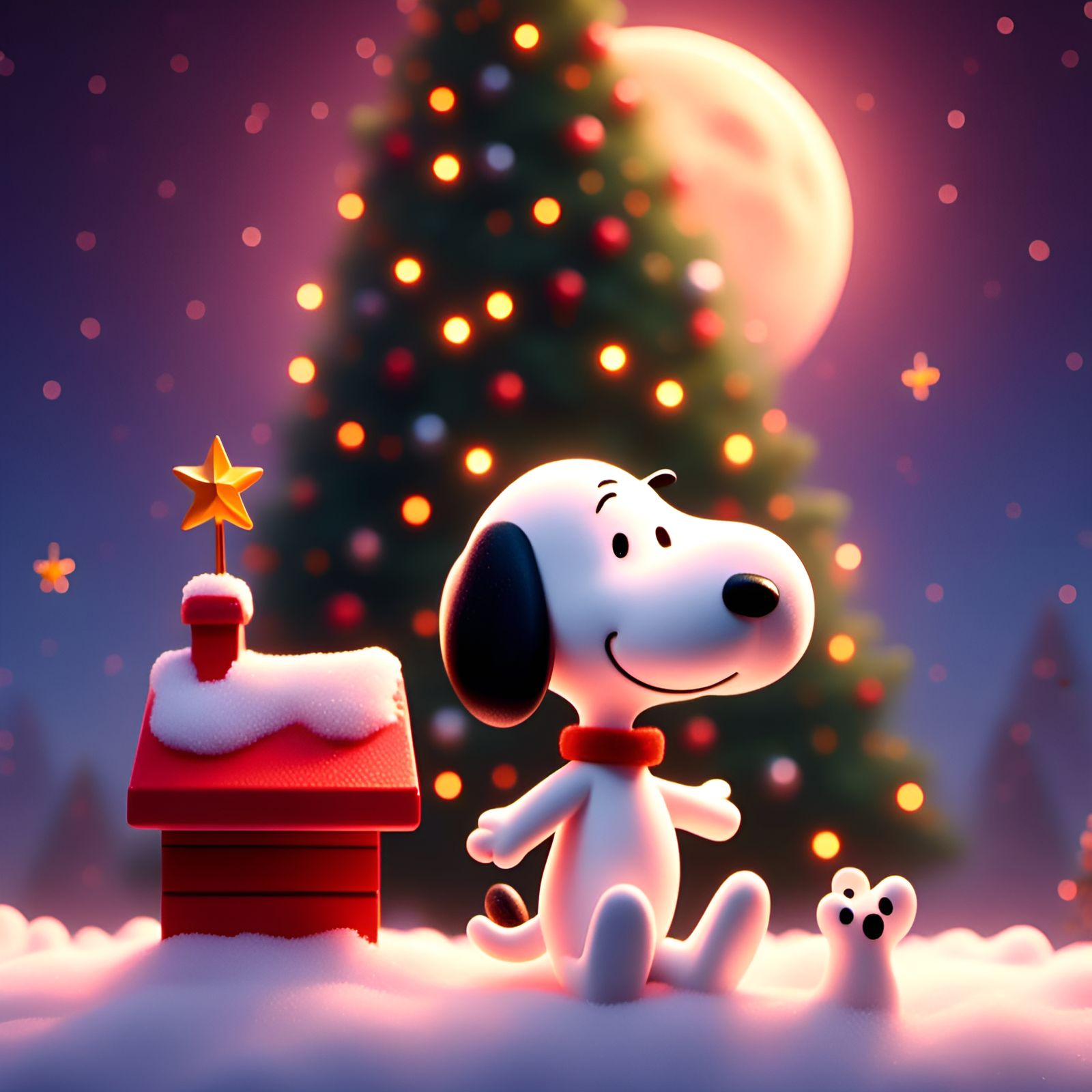 Christmas Snoopy Cartoon Close-Up