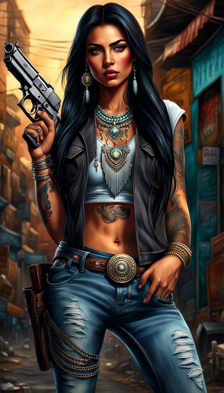 Sicaria of the Sinaloa Cartel: Hyperrealistic Portrait