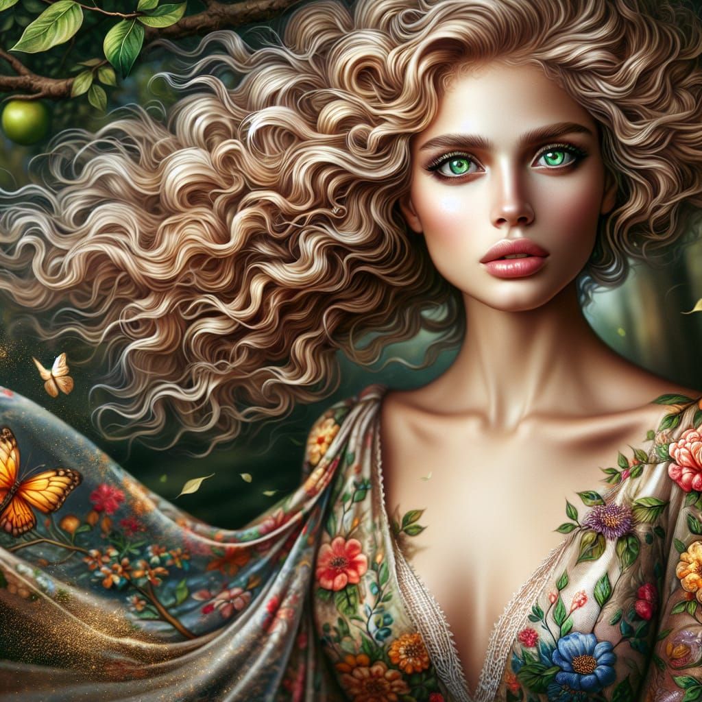 Ethereal Blonde Beauty in a Magical Forest