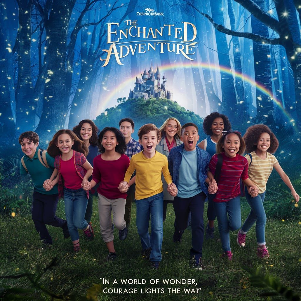 Enchanted Adventure Movie Poster: Children in Magical Forest