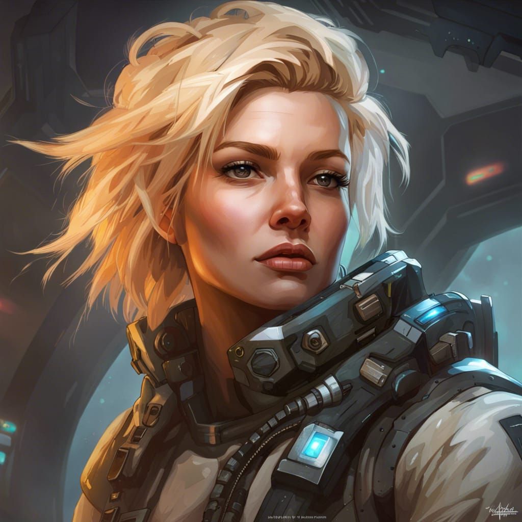 Punk Battletech Pilot Portrait in Digital Art Style