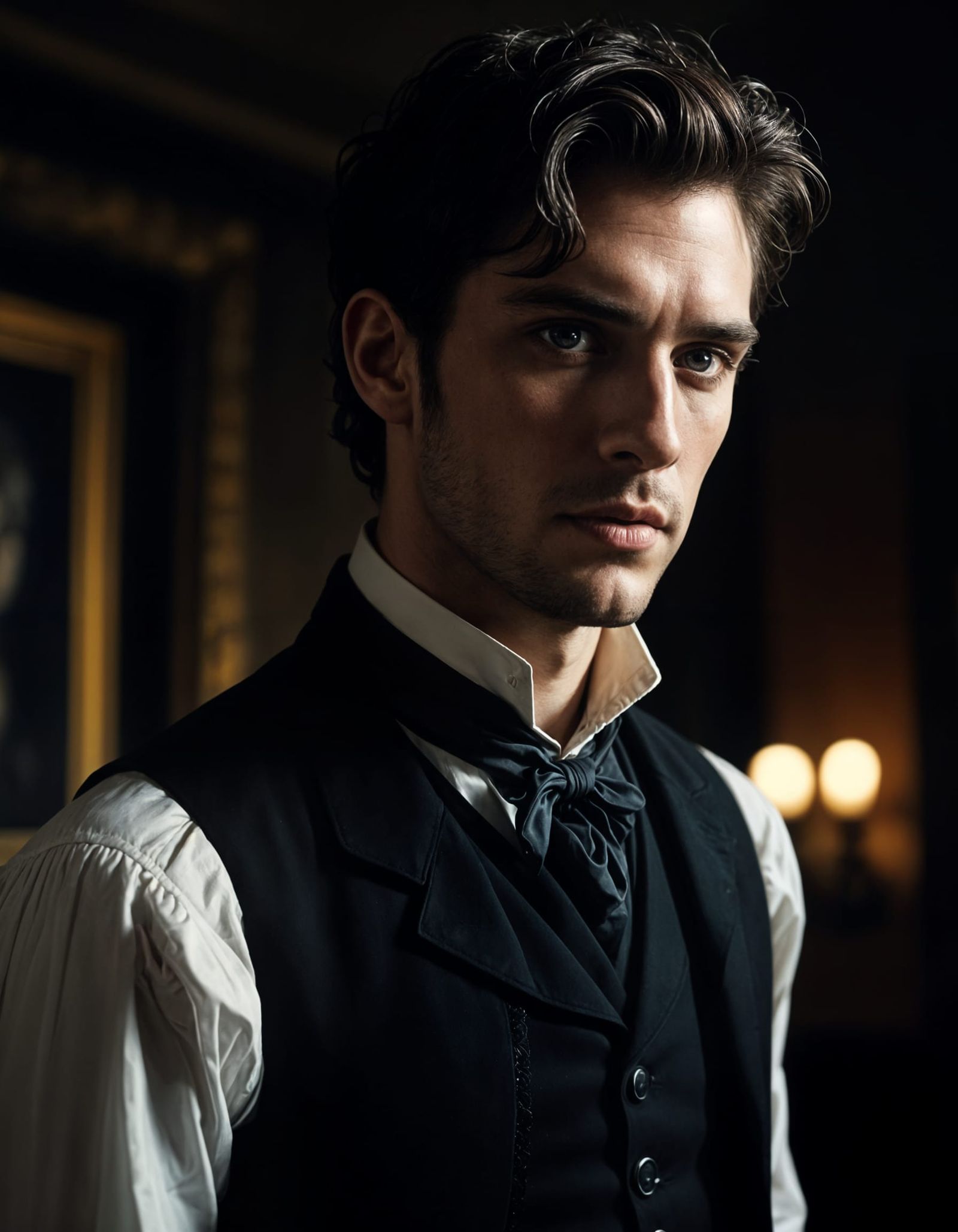 Mysterious Gothic Gentleman in Cinematic Lighting