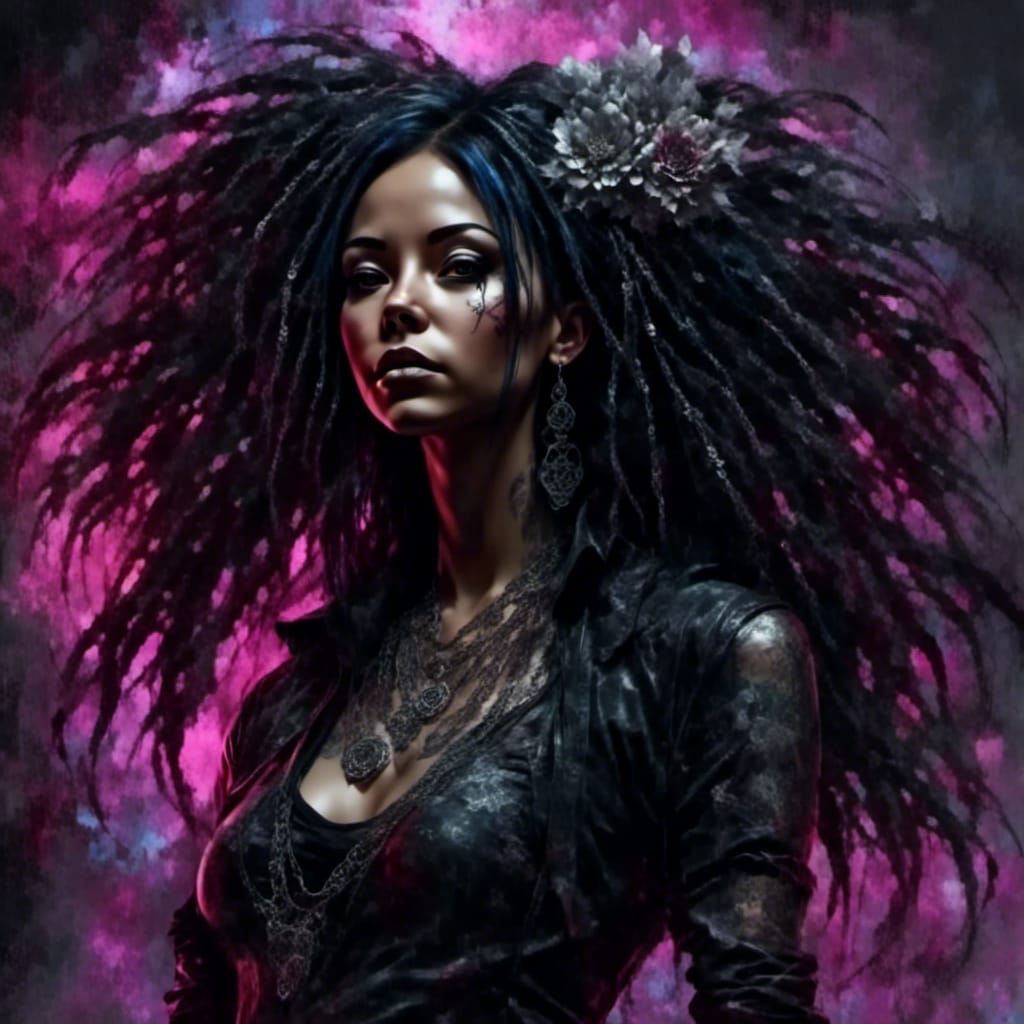 Metalhead with Spiked Jewelry and Floral Tattoos