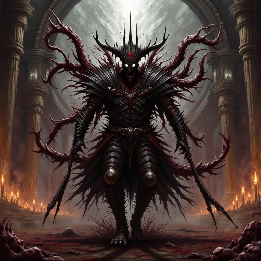 Berserker Armor Warrior in Gothic Surreal Horror Style