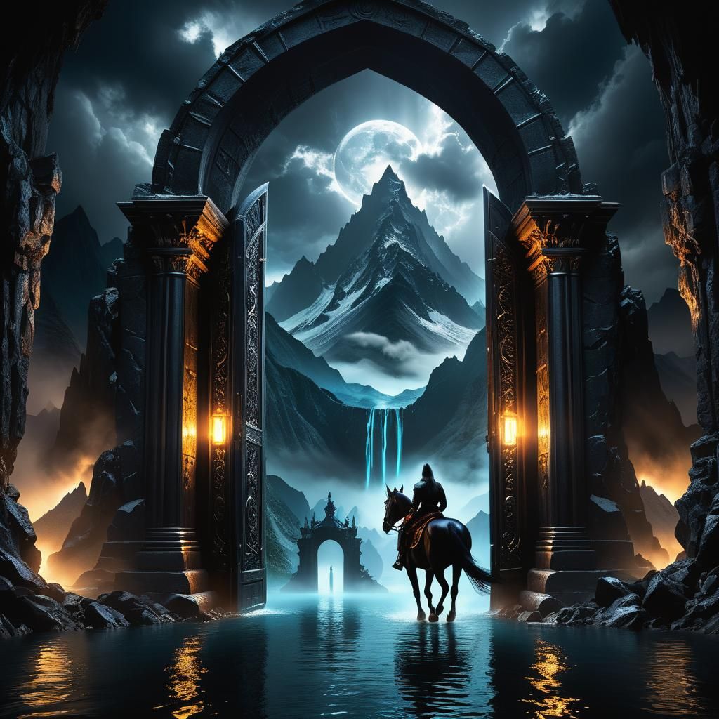 Majestic Dark Fantasy Realm Entrance