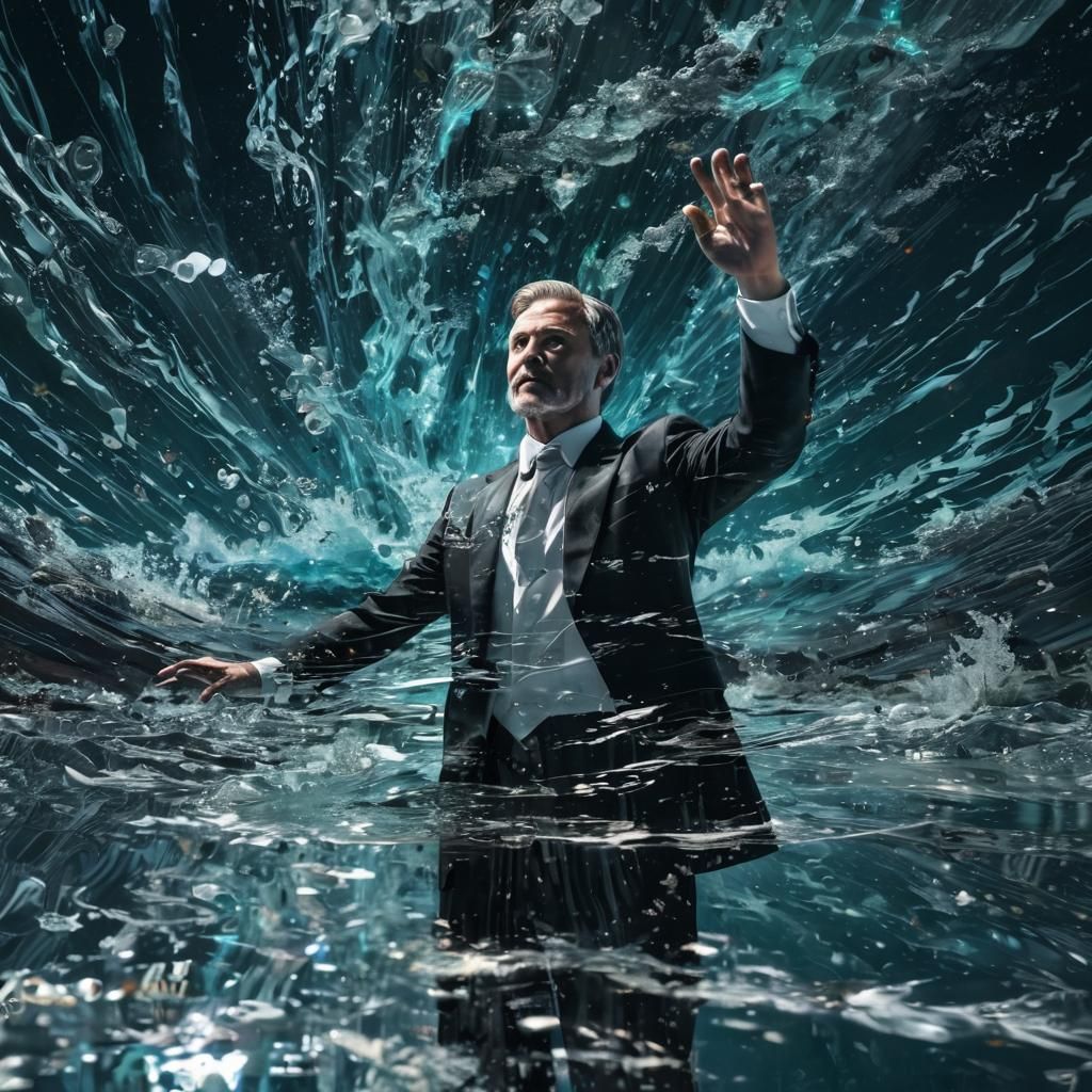 Holographic Ocean Double Exposure with Orchestra