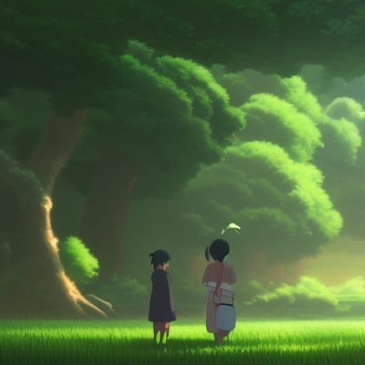 Studio Ghibli Style Characters in Anime Key Visual