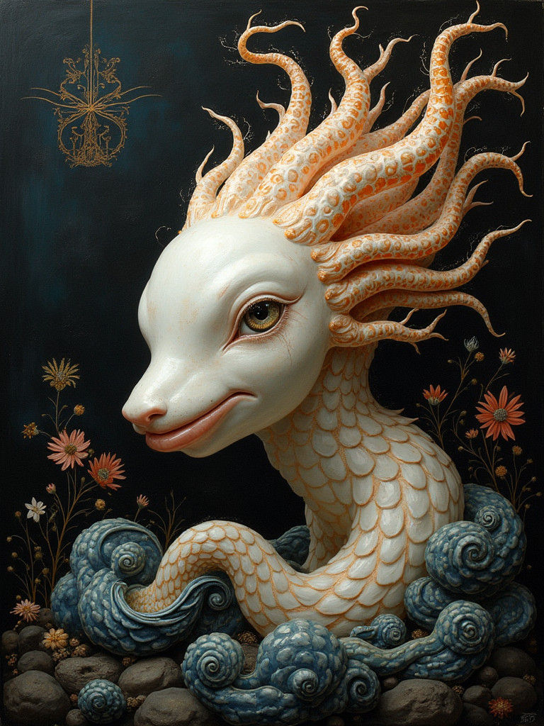 Abstract Portrait over Dark Landscape