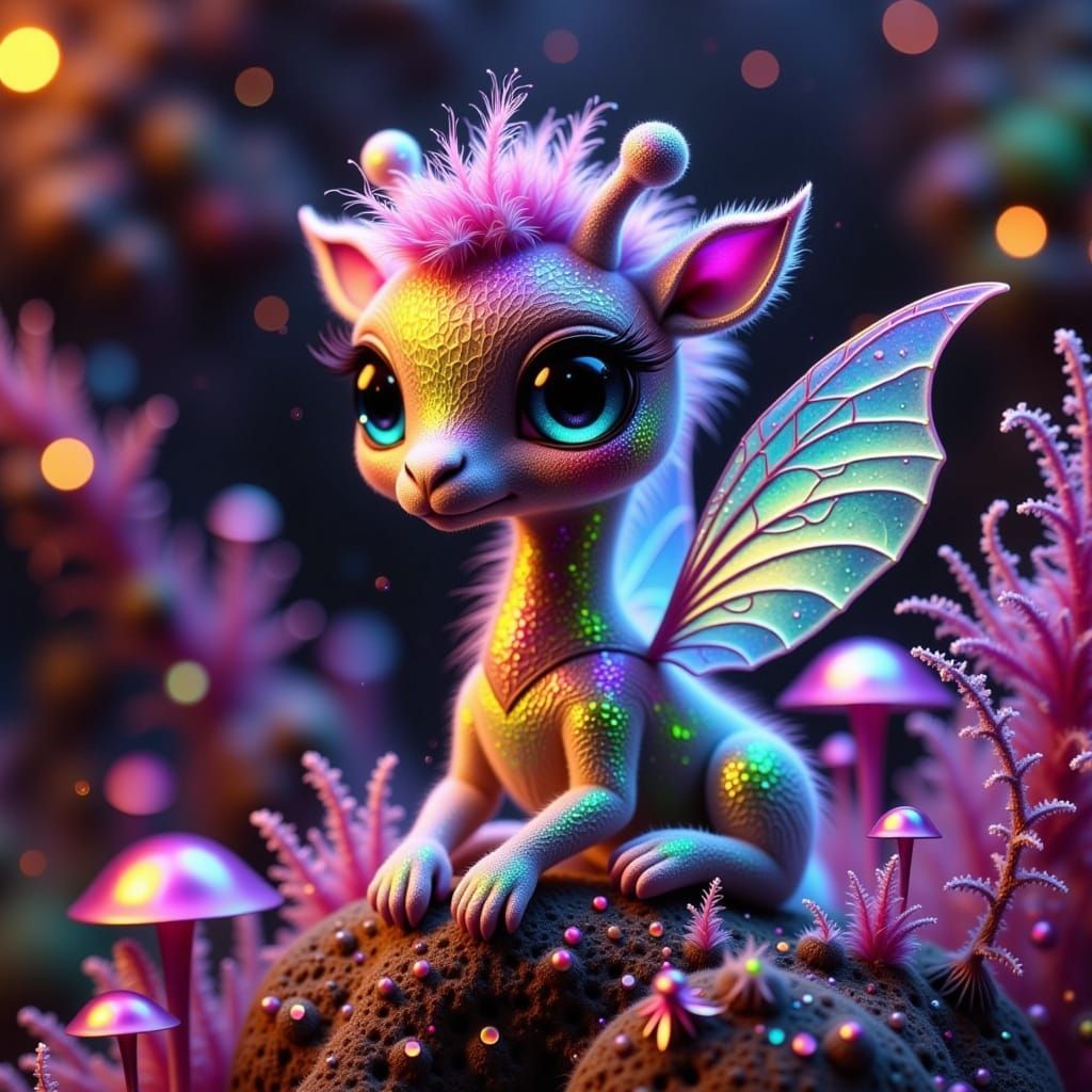 Enchanted Fae Creature in Dark Crystal Cave