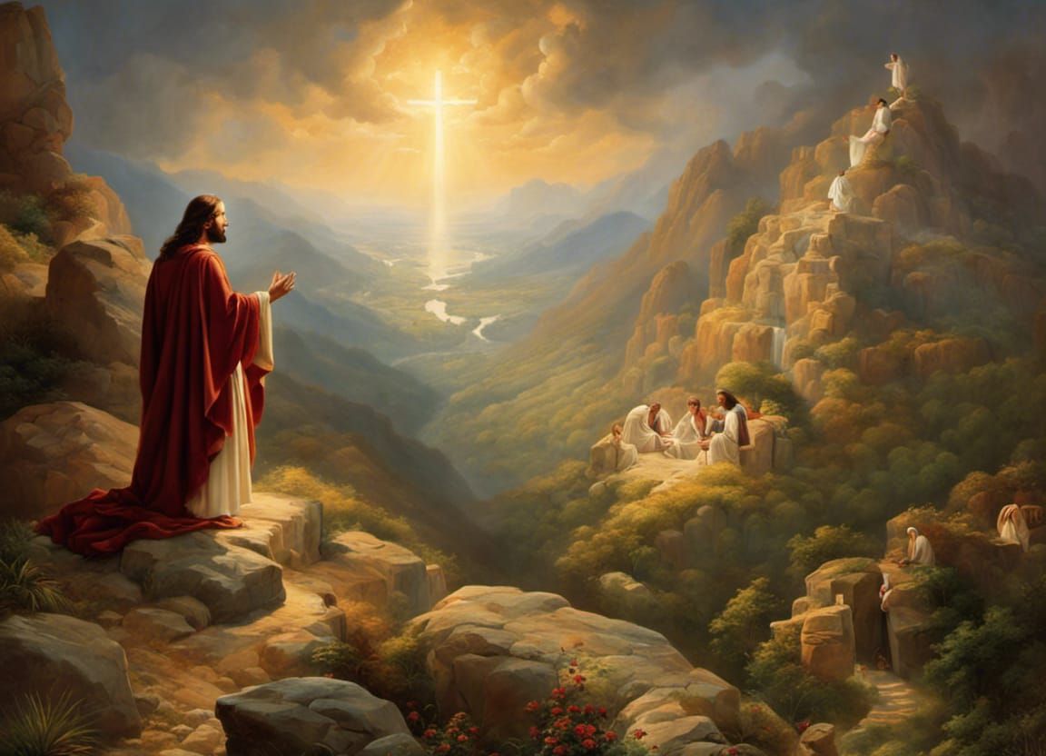 Jesus Praying Alone on a Mountain