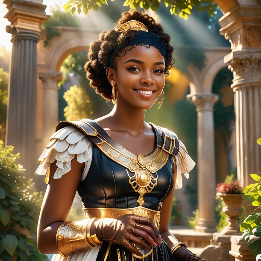 Black Woman in Roman Garden: Digital Art