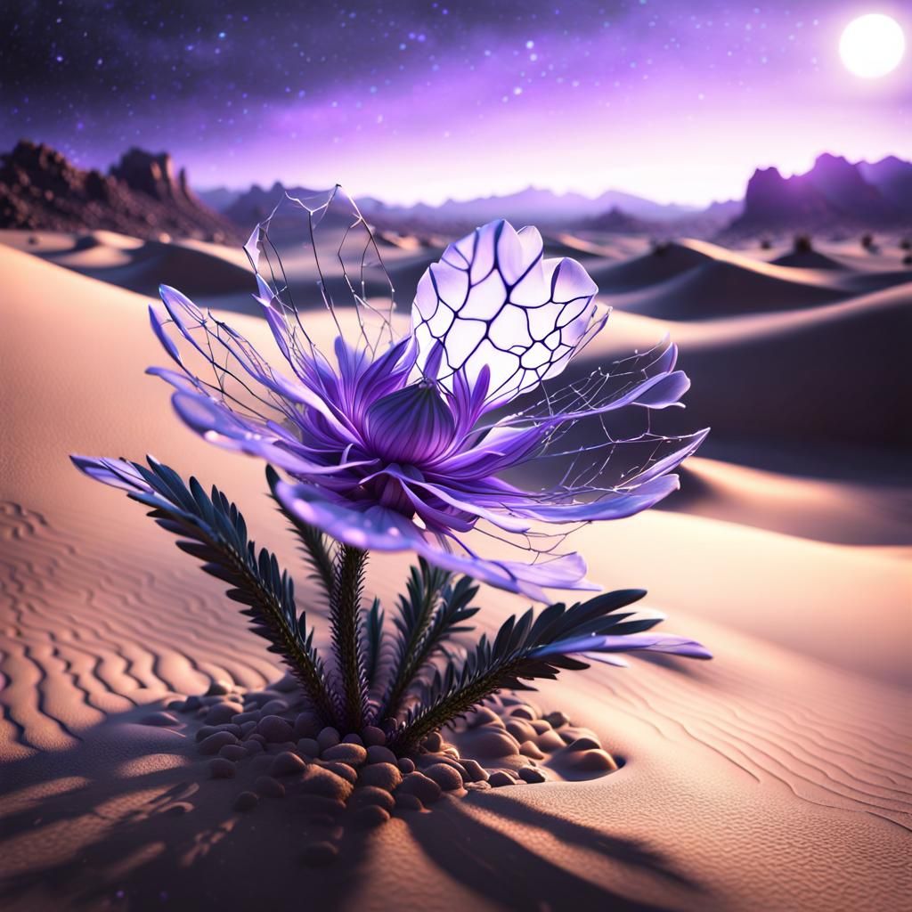 Glowing Purple Desert Flower in Digital Art