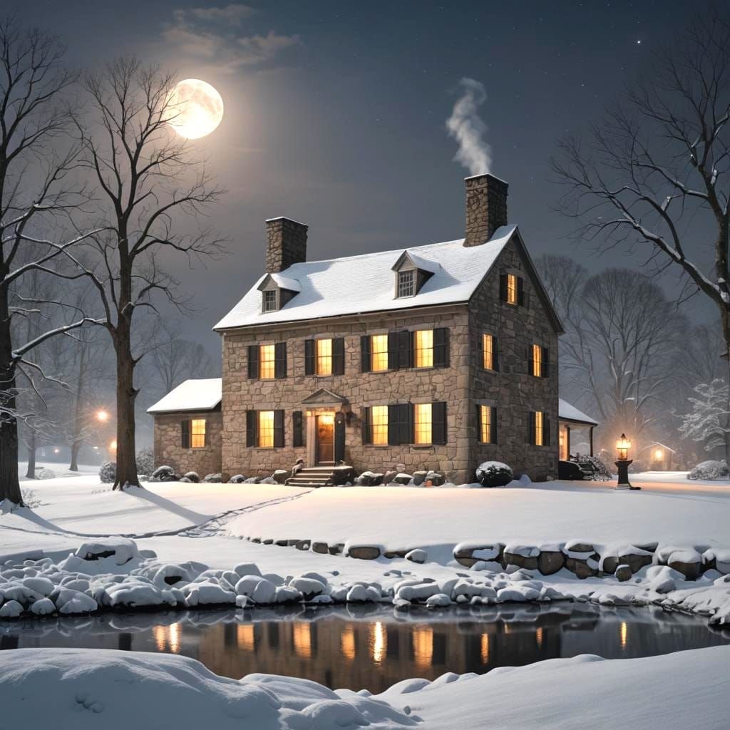 Pennsylvania stone farmhouse, circa 1750, colonial, candles ...