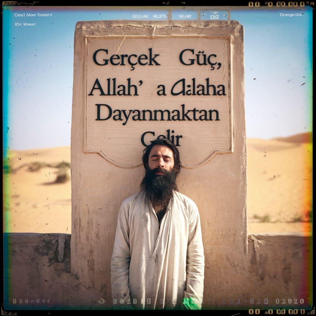 Cinematic Desert Scene with Inscribed Wall