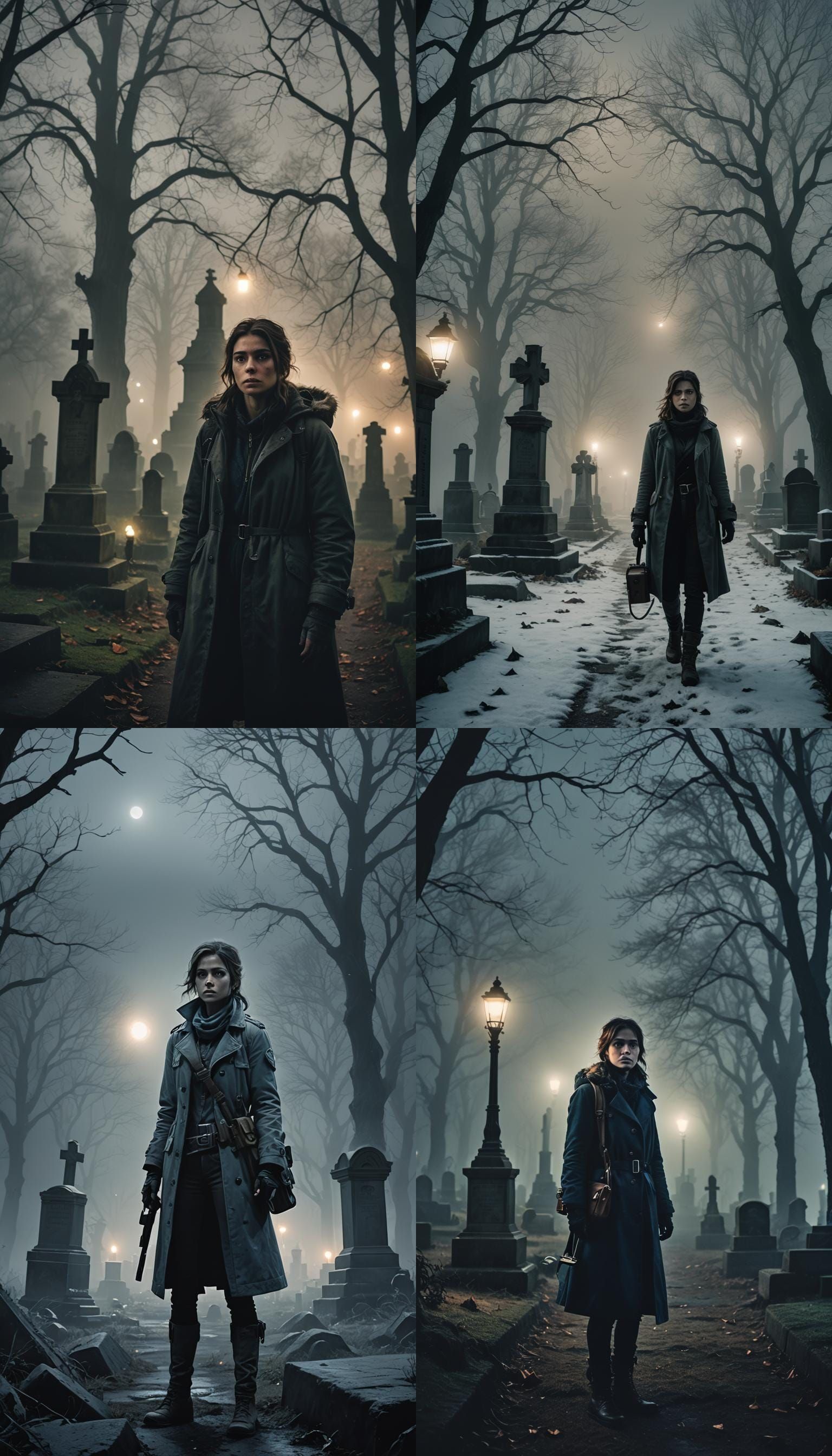 Sinister Cemetery Entrance on Foggy Night